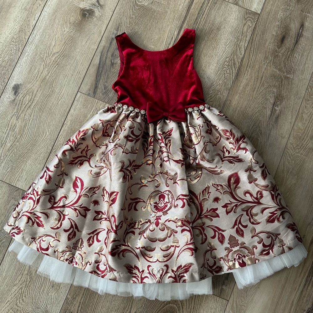 Girls red/gold holiday dress